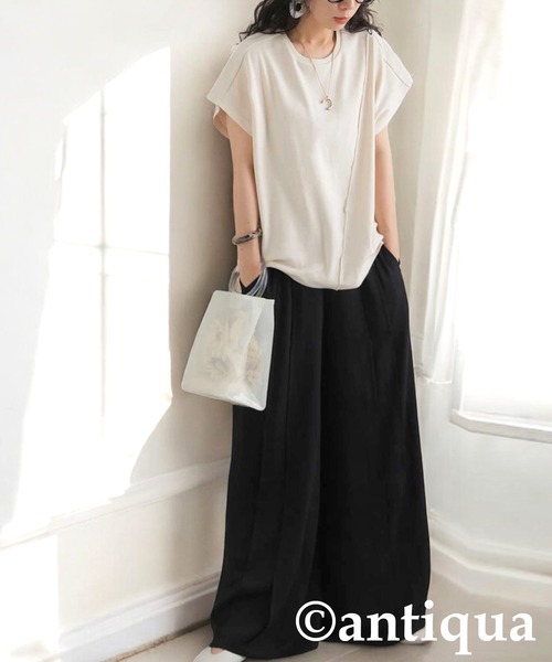 antiqua(アンティカ)の「ワイドタックパンツ(その他パンツ・レディース・ブラック/ナチュラル・LARGE/MEDIUM)」の6枚目の写真