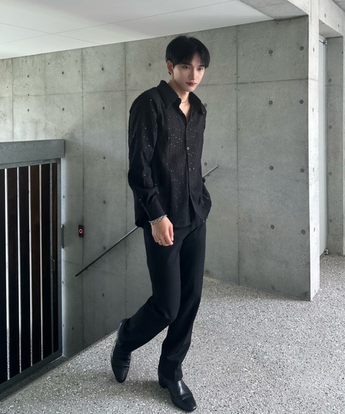 モードストライプラメシャツ