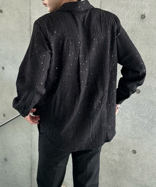 モードストライプラメシャツ