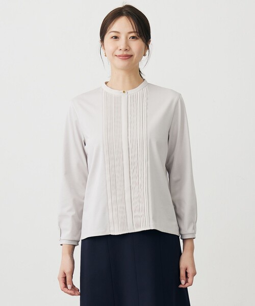 J.PRESS Ladies(J.プレス レディス)の「プレーティングジャージー カットソー(Tシャツ/カットソー・レディース・ライトグレー系/ホワイト系・SMALL)」の2枚目の写真