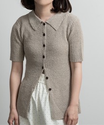 boucle rib collar polo cardigan / ブークレリブカラーポロカーディガン