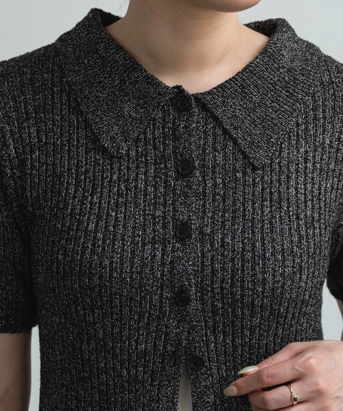 lawgy(ラウジー)の「boucle rib collar polo cardigan / ブークレリブカラーポロカーディガン(カーディガン/ボレロ・レディース・ブラック/グリーン/ベージュ・FREE)」の15枚目の写真