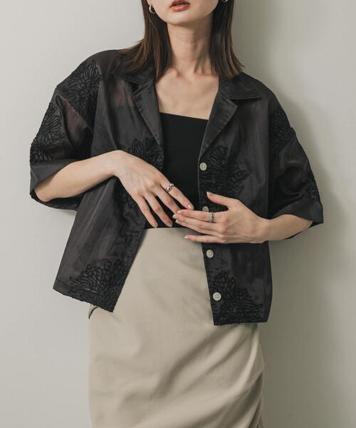 BECOME TREE クロップドシャツ(黒) Hoodie ファッション BECOMETREE クロップドシャツ