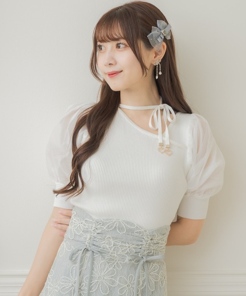 アシメデコルテ開きニットトップス（ニット/セーター）｜couture
