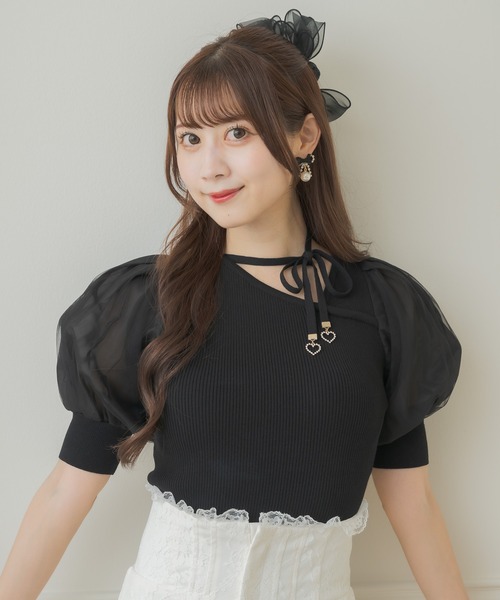 アシメデコルテ開きニットトップス（ニット/セーター）｜couture