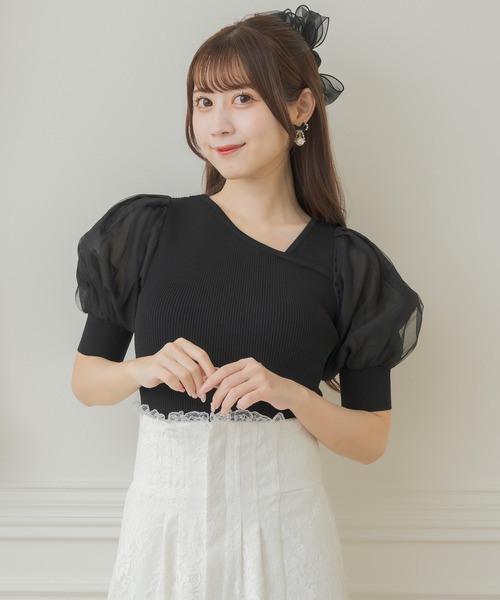アシメデコルテ開きニットトップス（ニット/セーター）｜couture
