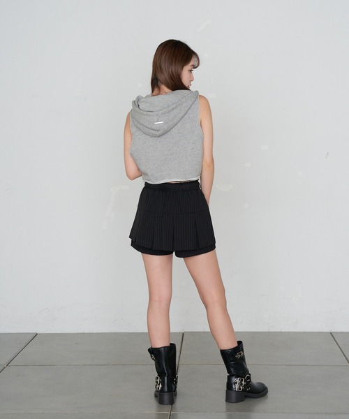 RAY CASSIN（レイカズン）の「ベルト付ボックスプリーツスカパン（スカート・レディース・グレー/ブラック系その他2・FREE）」の6枚目の写真