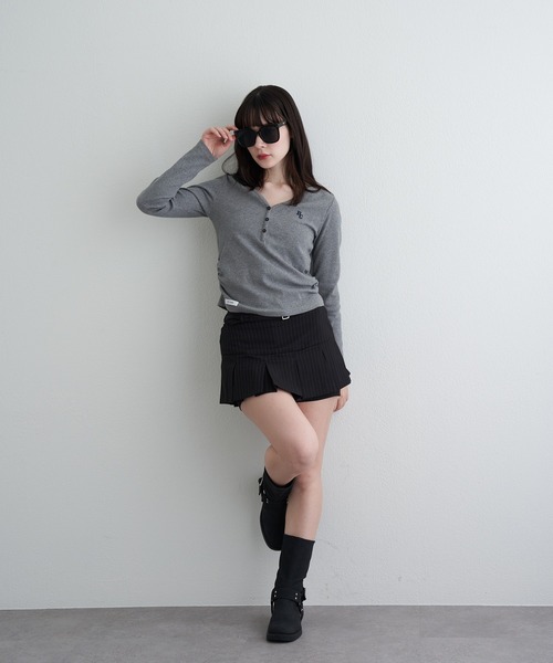 RAY CASSIN（レイカズン）の「ベルト付ボックスプリーツスカパン（スカート・レディース・グレー/ブラック系その他2・FREE）」の17枚目の写真