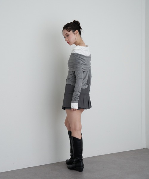 RAY CASSIN（レイカズン）の「ベルト付ボックスプリーツスカパン（スカート・レディース・グレー/ブラック系その他2・FREE）」の14枚目の写真