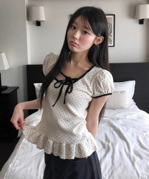 .KOM(ドットコム)の「A'GEM/9 × .kom 『.KOM/ドットケーオーエム』ドットリボントップ(その他トップス・レディース・グレー/アイボリー・FREE)」の11枚目の写真