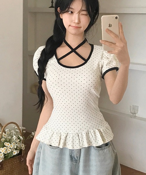 .KOM(ドットコム)の「A'GEM/9 × .kom 『.KOM/ドットケーオーエム』ドットリボントップ(その他トップス・レディース・グレー/アイボリー・FREE)」の14枚目の写真