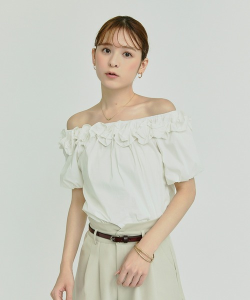 Olu.（オルドット）の「パフスリーブフリルトップス（シャツ/ブラウス・レディース・ホワイト・FREE）」の4枚目の写真