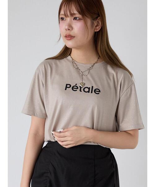 ehka sopo(エヘカソポ)の「グリッターロゴTシャツ(Tシャツ/カットソー・レディース・チャコールグレー/オフホワイト/ベージュ・F)」の1枚目の写真