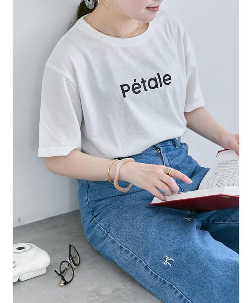 ehka sopo(エヘカソポ)の「グリッターロゴTシャツ(Tシャツ/カットソー・レディース・チャコールグレー/オフホワイト/ベージュ・F)」の2枚目の写真