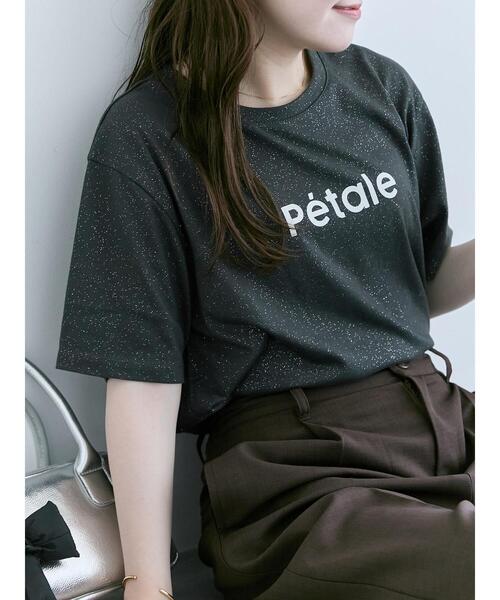 ehka sopo(エヘカソポ)の「グリッターロゴTシャツ(Tシャツ/カットソー・レディース・チャコールグレー/オフホワイト/ベージュ・F)」の3枚目の写真