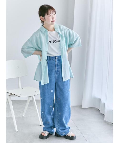ehka sopo(エヘカソポ)の「グリッターロゴTシャツ(Tシャツ/カットソー・レディース・チャコールグレー/オフホワイト/ベージュ・F)」の9枚目の写真