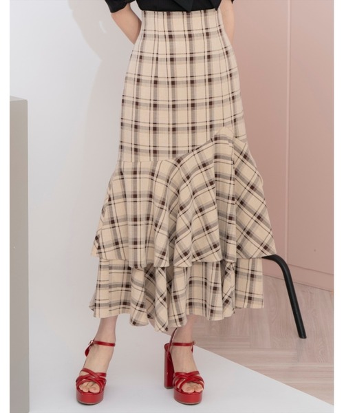 WILLSELECTION（ウィルセレクション）の「ティアードヘムマーメイドスカート（スカート・レディース・ネイビー/ホワイト系その他6/ブラウン系その他5・FREE）」の2枚目の写真