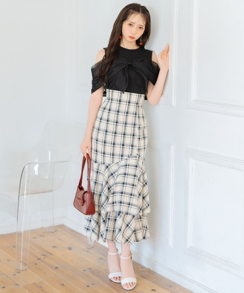 WILLSELECTION（ウィルセレクション）の「ティアードヘムマーメイドスカート（スカート・レディース・ネイビー/ホワイト系その他6/ブラウン系その他5・FREE）」の4枚目の写真