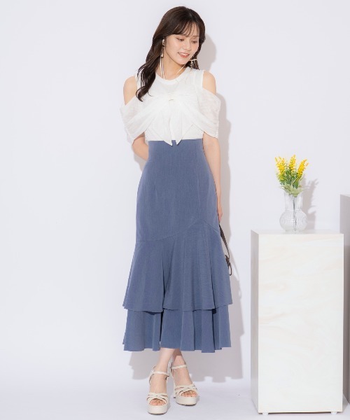 WILLSELECTION（ウィルセレクション）の「ティアードヘムマーメイドスカート（スカート・レディース・ネイビー/ホワイト系その他6/ブラウン系その他5・FREE）」の7枚目の写真