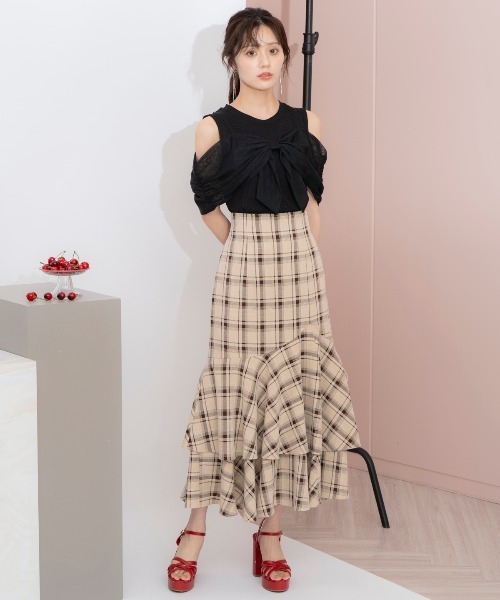 WILLSELECTION（ウィルセレクション）の「ティアードヘムマーメイドスカート（スカート・レディース・ネイビー/ホワイト系その他6/ブラウン系その他5・FREE）」の6枚目の写真