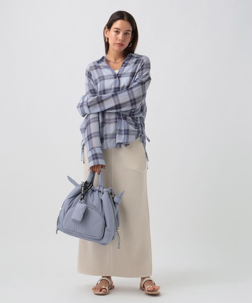 BAYFLOW（ベイフロー）の「[秋口まで着られる]シアーチェックシャーリングシャツ（シャツ/ブラウス・レディース・オフホワイト/ライトイエロー/ライトブルー・FREE）」の12枚目の写真