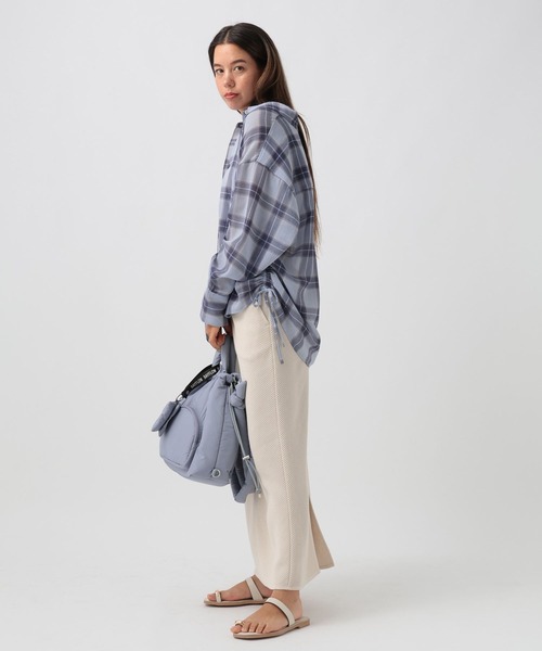 BAYFLOW（ベイフロー）の「[秋口まで着られる]シアーチェックシャーリングシャツ（シャツ/ブラウス・レディース・オフホワイト/ライトイエロー/ライトブルー・FREE）」の13枚目の写真