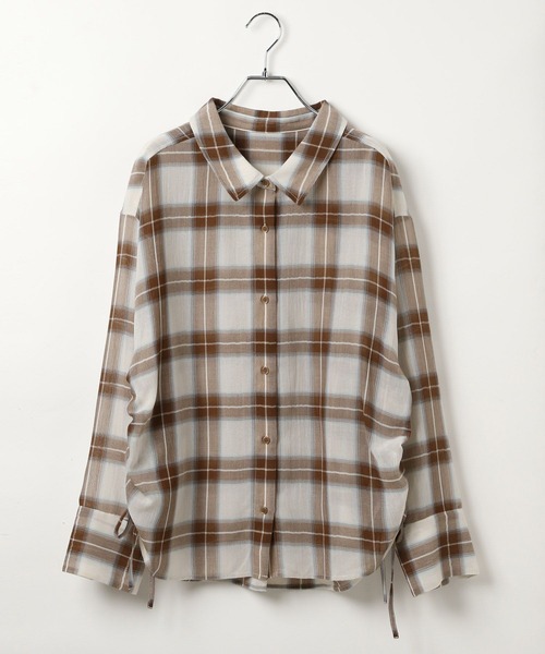 BAYFLOW（ベイフロー）の「[秋口まで着られる]シアーチェックシャーリングシャツ（シャツ/ブラウス・レディース・オフホワイト/ライトイエロー/ライトブルー・FREE）」の17枚目の写真