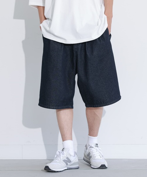MDR（エムディアール）の「デニムワイドハーフパンツ【セットアップ対応】（デニムパンツ・メンズ・ネイビー/ブラック・L/M）」の2枚目の写真