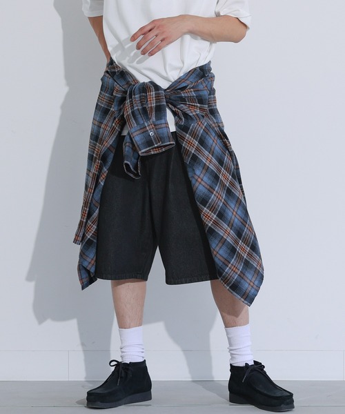MDR（エムディアール）の「デニムワイドハーフパンツ【セットアップ対応】（デニムパンツ・メンズ・ネイビー/ブラック・L/M）」の13枚目の写真