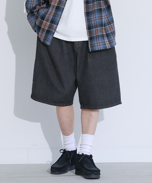 MDR（エムディアール）の「デニムワイドハーフパンツ【セットアップ対応】（デニムパンツ・メンズ・ネイビー/ブラック・L/M）」の12枚目の写真