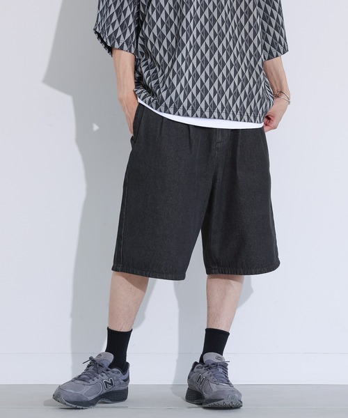 MDR（エムディアール）の「デニムワイドハーフパンツ【セットアップ対応】（デニムパンツ・メンズ・ネイビー/ブラック・L/M）」の10枚目の写真