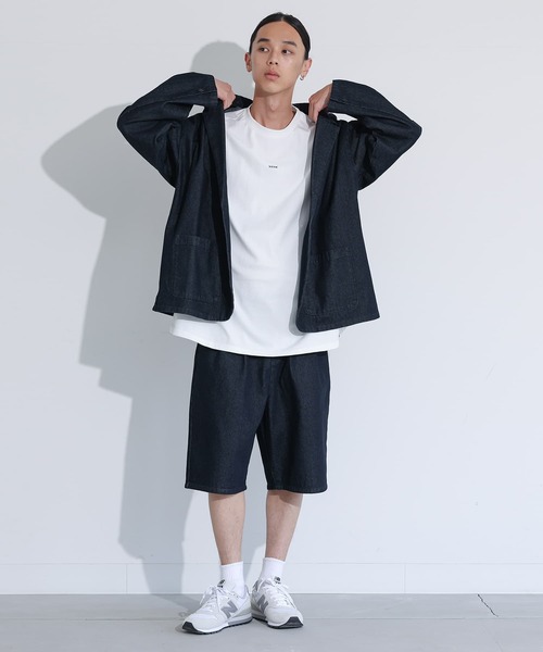 MDR（エムディアール）の「デニムワイドハーフパンツ【セットアップ対応】（デニムパンツ・メンズ・ネイビー/ブラック・L/M）」の21枚目の写真