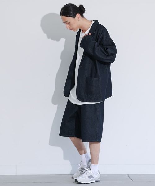 MDR（エムディアール）の「デニムワイドハーフパンツ【セットアップ対応】（デニムパンツ・メンズ・ネイビー/ブラック・L/M）」の22枚目の写真