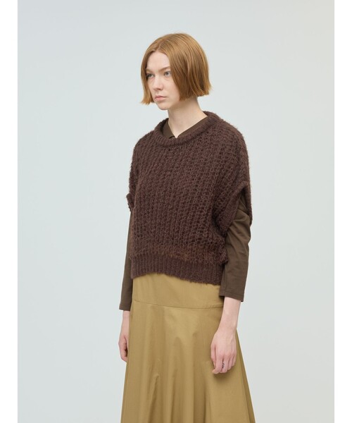 mizuiroind（ミズイロインド）の「mizuiro ind ヘアリーコクーンワイドベスト（ベスト・レディース・ブラウン/ライトグレー/ブラック/チャコールグレー・FREE）」の15枚目の写真