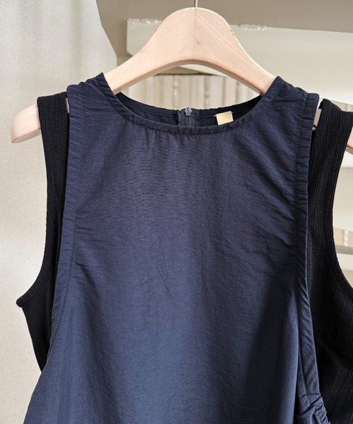 Q（キュー）の「リブ付きワンピース（ワンピース・レディース・チャコールグレー/ブルー・MEDIUM）」の6枚目の写真