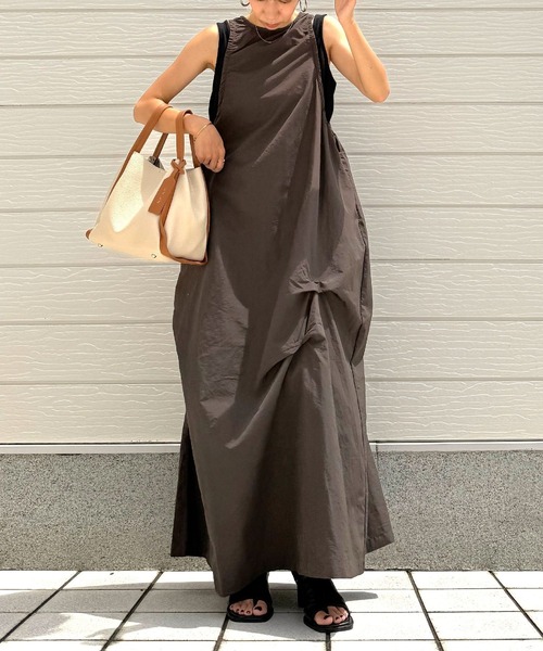 Q（キュー）の「リブ付きワンピース（ワンピース・レディース・チャコールグレー/ブルー・MEDIUM）」の15枚目の写真