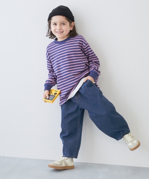 devirock(デビロック)の「ストレッチデニム ルーズタックパンツ(デニムパンツ・キッズ・ブラック系/ブルー系/ネイビー系/ネイビー系2・100cm/110cm/120cm/130cm/140cm/150cm/160cm)」の6枚目の写真