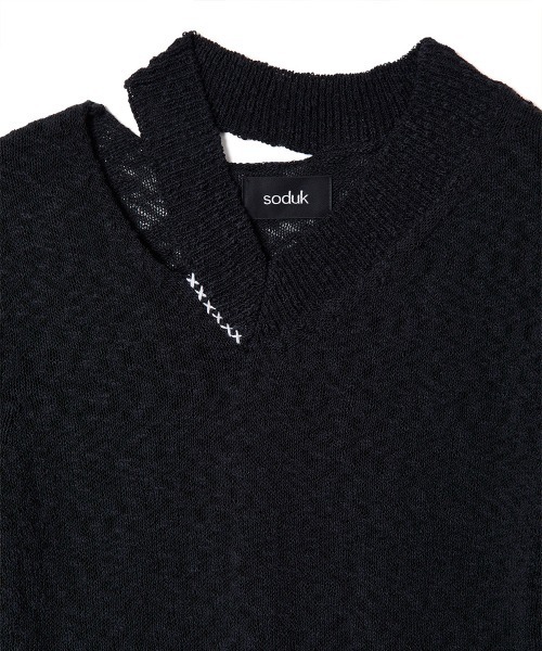 セール】new 'V' knit top（Tシャツ/カットソー）｜soduk