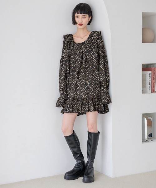 LOWRYS FARM（ローリーズファーム）の「ストレッチインヒールロングブーツ  581671（ブーツ・レディース・ブラック/ブラウン・MEDIUM/LARGE）」の4枚目の写真