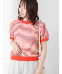 Te chichi TERRASSE（テチチテラス）の「シアーボーダー半袖プルオーバー（その他トップス）」