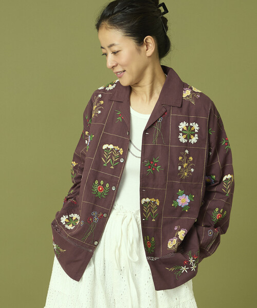 【美品★1回のみ着用】Freada パッチワーク花刺繍シャツ（完売商品） 美品☆1回のみ着用】Freada パッチワーク花刺繍シャツ（完売商品