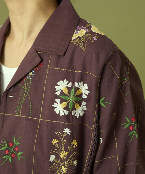 Freada パッチワーク花刺繍シャツ Freada/パッチワーク 花刺繍 ロングスリーブ シャツ｜Daytona Park