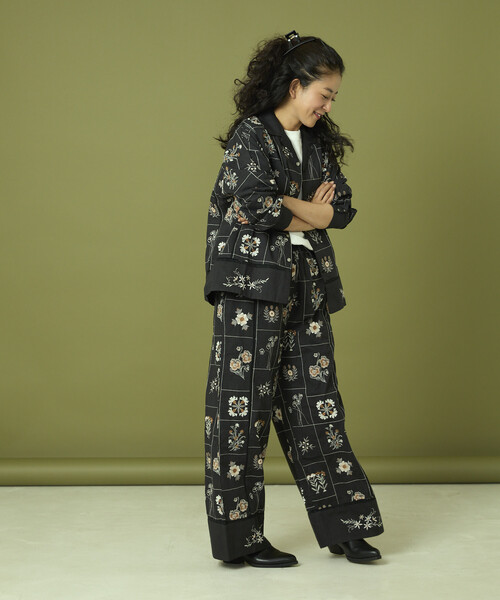 セール】Freada/フリーダ パッチワーク 花刺繍 ロングスリーブ シャツ