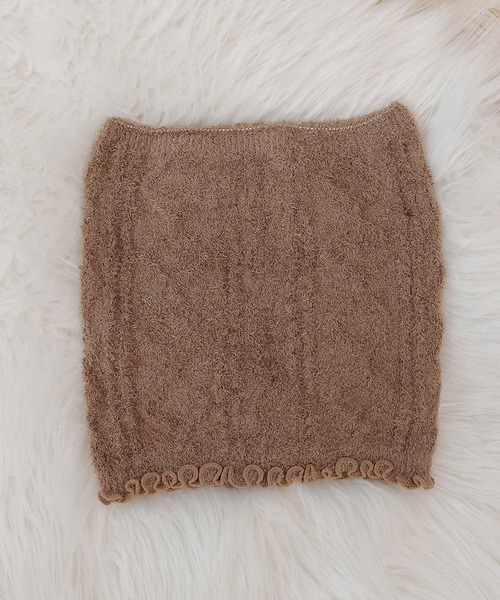 emesuelee（エメスーリー）の「シャギー編み柄腹巻き（その他ルームウェア・レディース・グリーン/ピンク/ブラウン・フリー）」の2枚目の写真