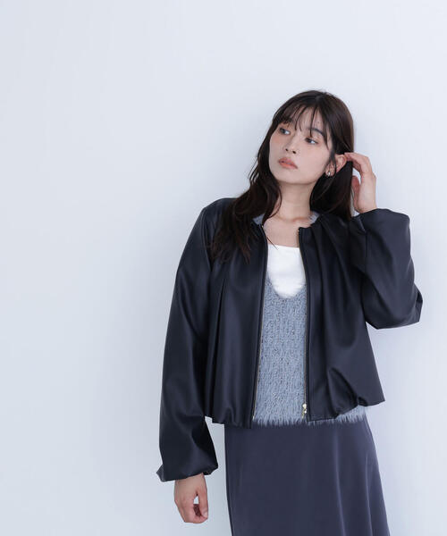 ◇フェイクレザーギャザーブルゾン（ブルゾン）｜NATURAL BEAUTY BASIC