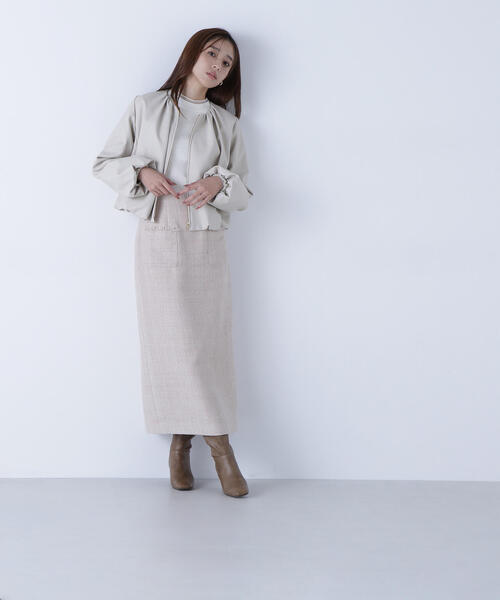 NATURAL BEAUTY BASIC（ナチュラルビューティーベーシック）の「◇フェイクレザーギャザーブルゾン（ブルゾン・レディース・ブラック/ブラウン/ベージュ・SMALL/MEDIUM）」の22枚目の写真