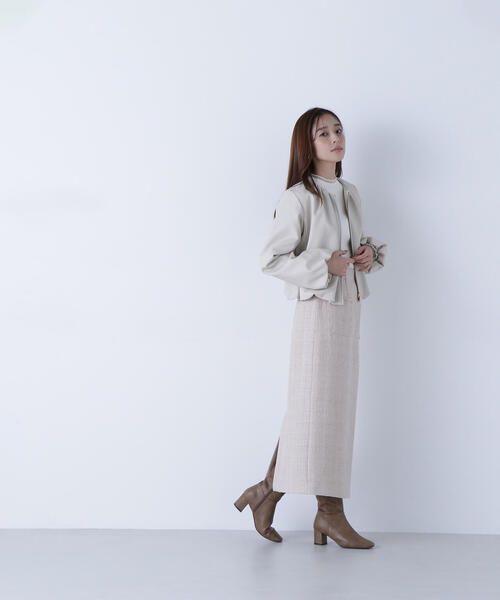 NATURAL BEAUTY BASIC（ナチュラルビューティーベーシック）の「◇フェイクレザーギャザーブルゾン（ブルゾン・レディース・ブラック/ブラウン/ベージュ・SMALL/MEDIUM）」の20枚目の写真