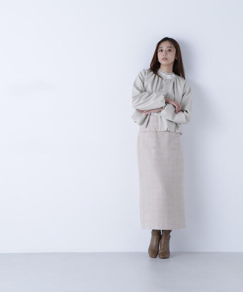 NATURAL BEAUTY BASIC（ナチュラルビューティーベーシック）の「◇フェイクレザーギャザーブルゾン（ブルゾン・レディース・ブラック/ブラウン/ベージュ・SMALL/MEDIUM）」の18枚目の写真