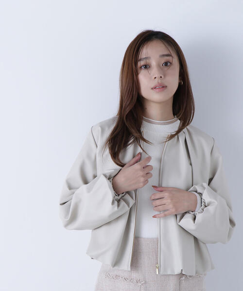 ◇フェイクレザーギャザーブルゾン（ブルゾン）｜NATURAL BEAUTY BASIC