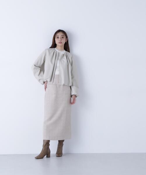 NATURAL BEAUTY BASIC（ナチュラルビューティーベーシック）の「◇フェイクレザーギャザーブルゾン（ブルゾン・レディース・ブラック/ブラウン/ベージュ・SMALL/MEDIUM）」の16枚目の写真